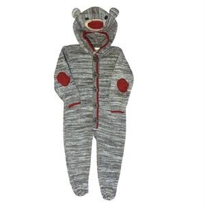 Crazy 8 Baby Sock Monkey Hooded Sweater Romper Footed Costume 12-18 Months